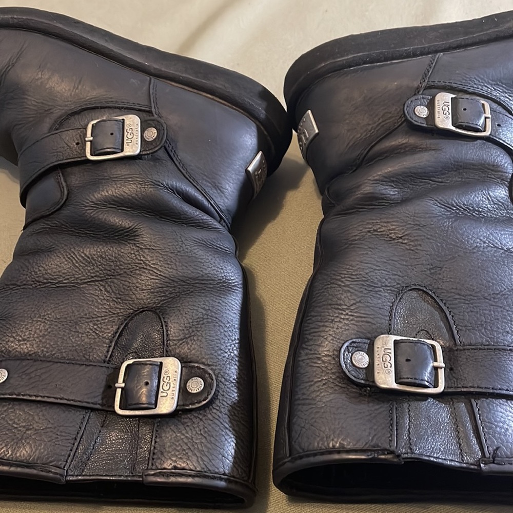 UGG Australia black leather womens Boots size 8” - Picture 5 of 12